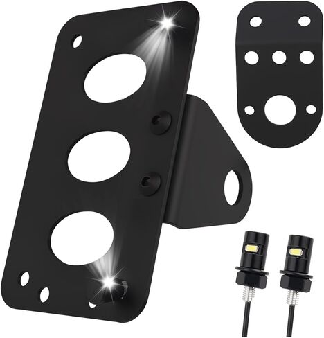 دعامة لوحة ترخيص جانبية للدراجة النارية مع ضوء لوحة ترخيص LED، حامل لوحات تراخيص الدراجات النارية شديدة التحمل للتركيب الأفقي/الرأسي، حامل لوحات الدراجات النارية العالمية in Kuwait