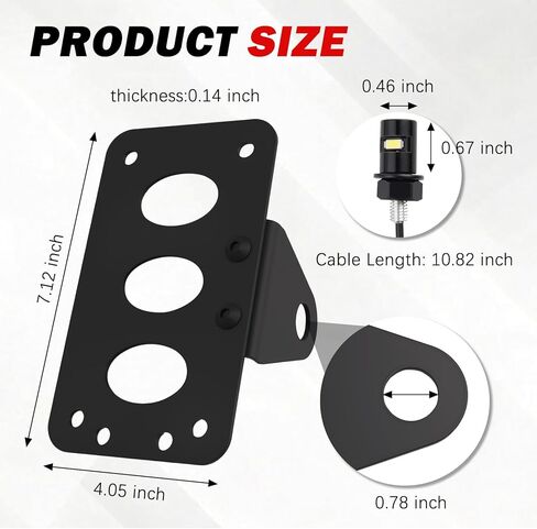 دعامة لوحة ترخيص جانبية للدراجة النارية مع ضوء لوحة ترخيص LED، حامل لوحات تراخيص الدراجات النارية شديدة التحمل للتركيب الأفقي/الرأسي، حامل لوحات الدراجات النارية العالمية in Kuwait