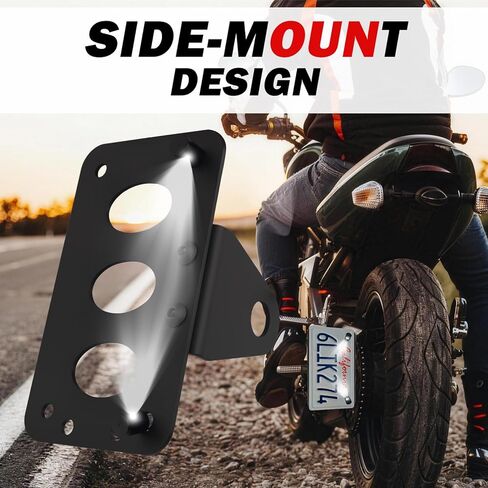 دعامة لوحة ترخيص جانبية للدراجة النارية مع ضوء لوحة ترخيص LED، حامل لوحات تراخيص الدراجات النارية شديدة التحمل للتركيب الأفقي/الرأسي، حامل لوحات الدراجات النارية العالمية in Kuwait