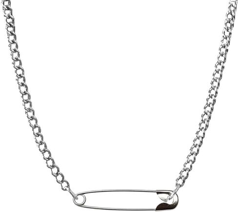 POYAMUSE Minimalist Safety Pin Pendant Necklace for Women - Silver Paperclip Chain Necklace - Unique Fashionable Collarbone Jewelry in Saudi Arabia