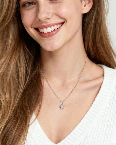 الفضة أربع أوراق البرسيم قلادة للنساء صغيرة محظوظ البرسيم مكعب زركونيا قلادة القلائد قابل للتعديل سلسلة سحر المجوهرات هدية in Kuwait