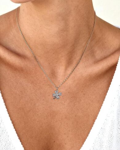 الفضة أربع أوراق البرسيم قلادة للنساء صغيرة محظوظ البرسيم مكعب زركونيا قلادة القلائد قابل للتعديل سلسلة سحر المجوهرات هدية in Kuwait