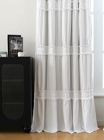 ستائر نافذة معتمة معزولة حراريًا، مقاس 132 سم عرضًا × 213 سم طولاً × لوحتين، معالجات نافذة بوهو مكشكشة مع 3 صفوف من الكشكشة، ستائر جيب قضيب ريفي لغرفة النوم (أبيض، 84 سم طولًا × 52 سم عرضًا) in Kuwait