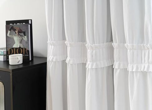 ستائر نافذة معتمة معزولة حراريًا، مقاس 132 سم عرضًا × 213 سم طولاً × لوحتين، معالجات نافذة بوهو مكشكشة مع 3 صفوف من الكشكشة، ستائر جيب قضيب ريفي لغرفة النوم (أبيض، 84 سم طولًا × 52 سم عرضًا) in Kuwait