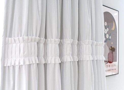 ستائر نافذة معتمة معزولة حراريًا، مقاس 132 سم عرضًا × 213 سم طولاً × لوحتين، معالجات نافذة بوهو مكشكشة مع 3 صفوف من الكشكشة، ستائر جيب قضيب ريفي لغرفة النوم (أبيض، 84 سم طولًا × 52 سم عرضًا) in Kuwait