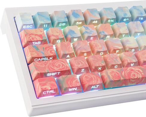 Tsungup PBT Keycaps - White Jade Keycaps 142 Keys Crystal Jelly Translucent Custom Keycaps SA Profile Shine Through Keycap Set Keyboard Keycaps for Cherry MX Switches Mechanical Keyboards in Saudi Arabia