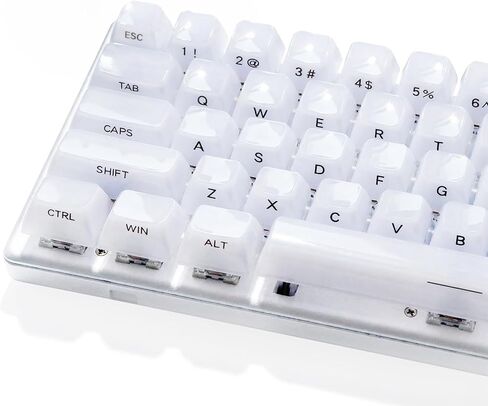 Tsungup PBT Keycaps - White Jade Keycaps 142 Keys Crystal Jelly Translucent Custom Keycaps SA Profile Shine Through Keycap Set Keyboard Keycaps for Cherry MX Switches Mechanical Keyboards in Saudi Arabia