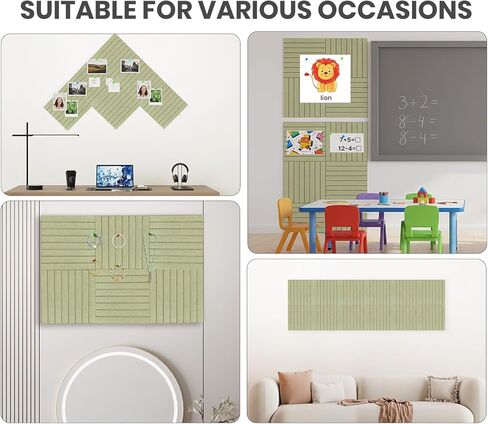 لوحة الفلين الكبيرة البديلة مقاس 48 بوصة × 36 بوصة، بلاط لوحة الإعلانات، مع 30 دبوس دفع، 60 علامة تبويب لاصقة، 12 حزمة من ألواح الجدران الشرائحية، لوحات الفلين للوحة لوحة دبوس الدفع للمكتب - سيج in Kuwait