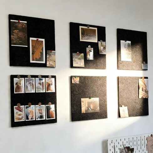 Cork Board for Wall 18''×27'', Black Bulletin Boards, 6 Pack Felt Wall Tiles with Pushpins, Cork Boards for Office, School, Home Pin Board Tack Board, Felt Board for Decor in Saudi Arabia