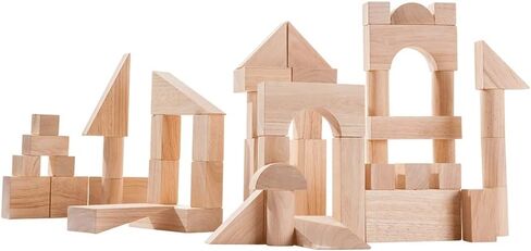 PlanToys 40 Piece Unit Block Building and Construction Block Set (5507) | Pastel Color Collection |Sustainably Made from Rubberwood and Non-Toxic Paints and Dyes in Saudi Arabia