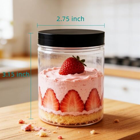 12 عبوة من الجرار البلاستيكية بأغطية سعة 8 أونصة، حاويات تخزين شفافة واسعة الفم بأغطية سوداء، برطمانات بلاستيكية شفافة مستديرة فارغة مع أغطية وملصقات لزبدة الجسم وملح الاستحمام والسلايم ومنتجات التجميل in Kuwait