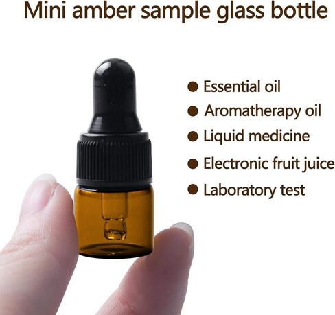 Sample Dropper Bottles, Mini Dropper Bottles with 2 Pcs Plastic Droppers for Traveling Essential Oils DIY Cosmetic Liquid Sample Perfume (Amber, 1ML) in Saudi Arabia