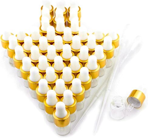 Sample Dropper Bottles, Mini Dropper Bottles with 2 Pcs Plastic Droppers for Traveling Essential Oils DIY Cosmetic Liquid Sample Perfume (Amber, 1ML) in Saudi Arabia