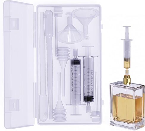 مجموعة إعادة تعبئة العطور، مكونة من 10 قطع من الكولونيا ومجموعة صنع العطور مع صندوق تخزين - تتضمن مضخة نقل، ومستخرج حقنة، وأقماع، وقطارة لإعادة تعبئة زجاجات السفر in Kuwait