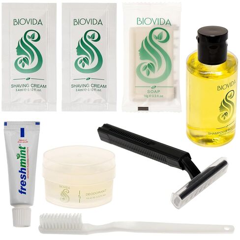 Moda West 96 Hygiene Kits - Bulk Case of Wholesale Basic Toiletry Kits for Men, Women, Travel, Charity 8 Pc Kit in Kuwait