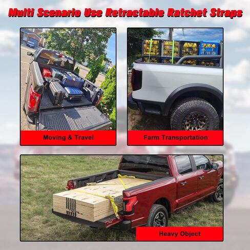 2pcs Retractable Ratchet Straps Compatible with Ford F-150 2015-2025, 10 Ft Truck Bed Mounted Ratchet Straps for Ford F-250/350/450/550 2017-2025 in Kuwait