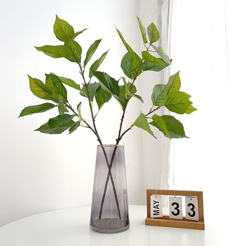3Pcs 28.34" Artificial Hydrangea Leaves Stems Realistic Green Fake Hydrangea Leaves Stems Plants Faux Greenery Branches for Bouquet Filler Wedding Home Office Table Centerpieces Decor in Saudi Arabia