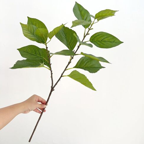 3Pcs 28.34" Artificial Hydrangea Leaves Stems Realistic Green Fake Hydrangea Leaves Stems Plants Faux Greenery Branches for Bouquet Filler Wedding Home Office Table Centerpieces Decor in Saudi Arabia
