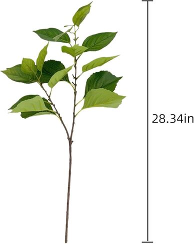 3Pcs 28.34" Artificial Hydrangea Leaves Stems Realistic Green Fake Hydrangea Leaves Stems Plants Faux Greenery Branches for Bouquet Filler Wedding Home Office Table Centerpieces Decor in Saudi Arabia