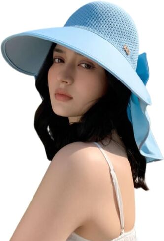 Women's Sun Hat UV Protection Wide Brim Beach Hat Foldable Summer Sun Shade Hat Sun Hat for Women in Kuwait