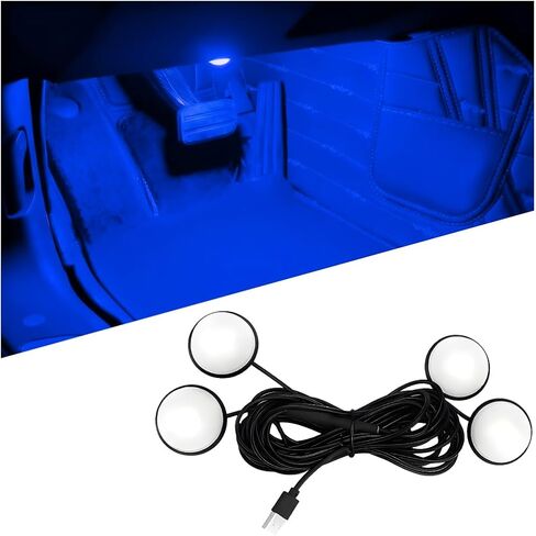 Car Interior LED Light with USB Port, 4-in-1 Vehicle Under Dash Ambient Neon Lamp Kit, Plug-in Automotive Inside Footwell Decor Night Light, Universal for Most Vehicles (Red) in Kuwait