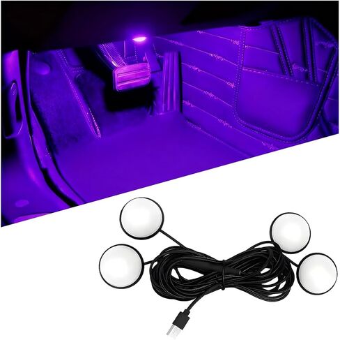 ضوء LED داخلي للسيارة مع منفذ USB، طقم مصابيح نيون محيطة 4 في 1 للسيارة، مصباح ليلي للديكور الداخلي للسيارة، عالمي لمعظم المركبات (أحمر) in Kuwait