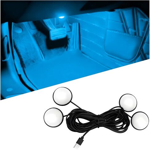 ضوء LED داخلي للسيارة مع منفذ USB، طقم مصابيح نيون محيطة 4 في 1 للسيارة، مصباح ليلي للديكور الداخلي للسيارة، عالمي لمعظم المركبات (أحمر) in Kuwait