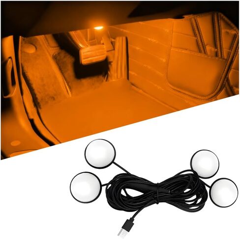 ضوء LED داخلي للسيارة مع منفذ USB، طقم مصابيح نيون محيطة 4 في 1 للسيارة، مصباح ليلي للديكور الداخلي للسيارة، عالمي لمعظم المركبات (أحمر) in Kuwait