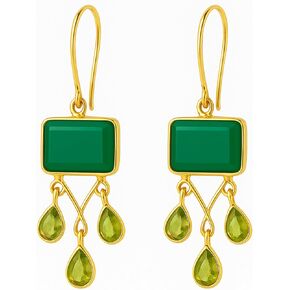 أقراط متدلية من الذهب العقيق الأخضر الزبرجد، بيريت العقيق الأسود، فضة إسترلينية عيار 925، مجوهرات مطلية بالذهب عيار 18 قيراط مصنوعة يدويًا، هدية أنيقة من الأحجار الكريمة الطبيعية للارتداء اليومي للنساء والفتيات in Kuwait