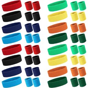 48 Pcs 80s Neon Headbands Sweatband Set, Include 16 Sports Headbands and 32 Sweat Wristbands Bulk for Woman Man Costumes Cosplay Glow Party in Kuwait