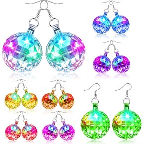 Light Up Disco Ball Earrings for Women, LED Glow Earrings, Flashing Jewelry, Glow in the Dark Accessories for Disco, Christmas, Rave, Club, Night Party, Festival, Concert, Birthday, Celebration Favors in Kuwait