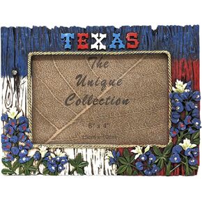 BestGiftEver Faux Wood with Bluebonnets Accent Photo Frame (4x6) - Texan American Tabletop Decor | Rustic Picture Frame for Western Home Decor - Ideal Gift for Ranch and Farmhouse Theme Lovers in Kuwait