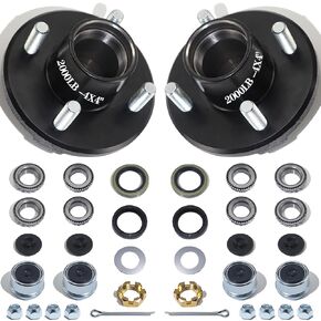 مجموعتان من مجموعات محور المقطورة بوزن 2000 رطل، 4 براغي 4، طقم محور المقطورة لعمود دوران مستقيم 1 بوصة أو 1-1/16 بوصة، محاور مقطورة القارب 5 عروة مع غسالة صواميل قلعة مانعة للتسرب 1.5 بوصة و1.25 بوصة (فقط للمغزل المستقيم) in Kuwait