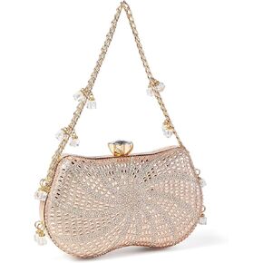 Women Sparkly Rhinestone Clutch with Chains, Glitter Evening Handbag Purse Shoulder Bag for Wedding Party Prom in Kuwait