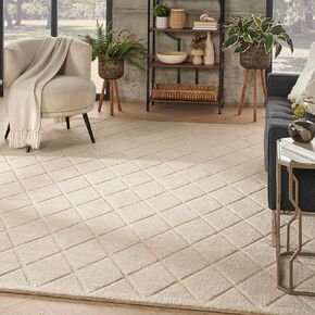 سجادة منطقة Nourison Home Wool Haven Beige مقاس 7'9" x 9'9" - سهلة التنظيف، غير قابلة للتساقط، غرفة النوم، غرفة المعيشة، غرفة الطعام، المطبخ (8' x 10') in Kuwait