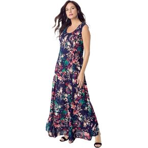 Roaman's Women's Plus Size Hand-Crinkled Sleeveless Dress in Kuwait