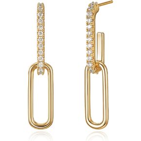 MYEARS 14K أقراط مطلية بالذهب للنساء العصرية مشبك ورق المفتوحة هوب أقراط للنساء ترصيع مجوهرات بسيطة للنساء in Kuwait