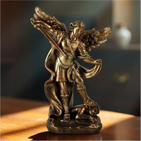 تمثال القديس ميخائيل رئيس الملائكة - تمثال ديني من الراتنج البرونزي يصور القديس ميخائيل وهو يهزم الشر - تمثال الملاك الكاثوليكي المسيحي للمنزل والمكتب وديكور الصلاة in Kuwait