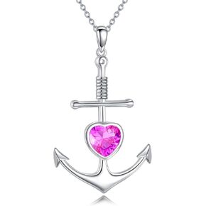 Anchor Necklace Sterling Silver Faith Hope Charity Pendant Heart Cross Anchor Jewelry Birthday Gifts for Women Men in Kuwait