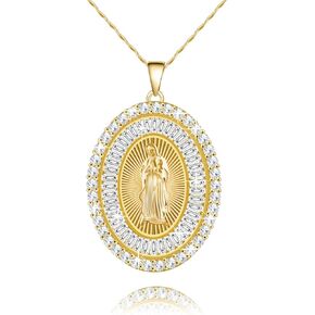 14K Gold PlatedCatholic Gift Virgin Mary Necklace for Women,Faith-Inspired Christian Catholic Saint Necklaces Cubic Zirconia Virgen de Guadalupe Charm Lady of Guadalupe Womens Jewelry Gift in Saudi Arabia