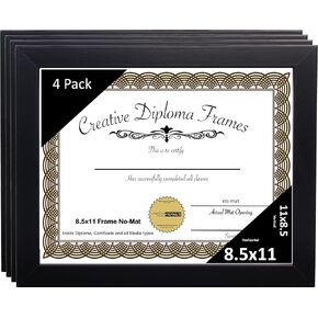 Creative Picture Frames 8.5X11Bk Black Diploma Frame, Holds 8.5 By 11-Inch Graduation Documents with Stand And Wall Hanger in Kuwait