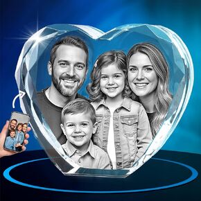 ArtPix 3D Crystal Photo, Personalized Gifts for Women, Mother, Wife, Men, Her, Him, Great Custom Gift With Your Own Photo, Customized Glass 3D Laser Etched Picture Wedding - Heart in Kuwait