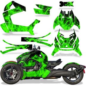 Roadster Graphics Full kit Sticker Decal Compatible with Can-Am Ryker 2018-2022 - Green Flames in Kuwait