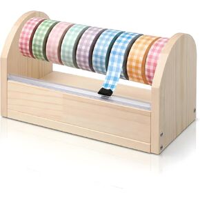 موزع أشرطة لاصقة خشبية، حامل أشرطة خشبية للفنون والحرف اليدوية متعدد الأسطوانات، منظم حامل شريط واشي (قاطع مسنن من الأكريليك) للرسم والمطبخ والمكتب - [لا تتضمن الأشرطة اللاصقة] in Kuwait