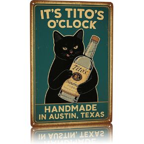 لافتات بار مضحكة IT'S TITO'S O'CLOCK ملصق قطة سوداء رجل كهف علامة بار عتيقة شريط تسجيل جدار ديكور 12 بوصة * 8 بوصة علامات مضحكة للرجل ديكور كهف ملصقات شقة جامعية للرجال هدايا كحولية أشياء رائعة لغرفتك in Kuwait