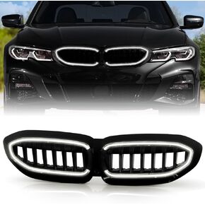KEEKPO - For 2019-2022 BMW G20 3-Series 330i 20-22 M340i Compatible LED Front Bumper Grill Grille Assembly - Gloss Black in Kuwait