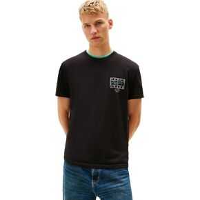 Tommy Jeans Men's Short Sleeve Cotton Graphic T-Shirts with Printed Sprayed Back Graphic in Kuwait