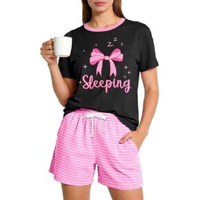 Womens Pajama Sets Short Sleeve Summer Pajamas for Women Comfy Sleep Set with Pockets Cute Pjs 2 Piece Lounge Set in Kuwait