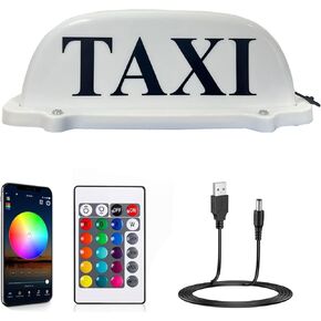 Upgraded Version 3.0 App Control Remote Taxi Sign Logo Cab Top Light Roof USB Rechargeable Battery Colorful Light with Magnetic Base White Sheel Driver Gift in Kuwait