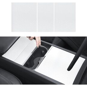 طقم تغليف وحدة التحكم المركزية لـ Tesla Model Y Juniper 2025 2026 Model 3 Highland 2024 2025 2026 ملصقات واقية لوحدة التحكم المركزية غطاء ديكور مقاوم للخدش، ألياف الكربون الأبيض in Kuwait